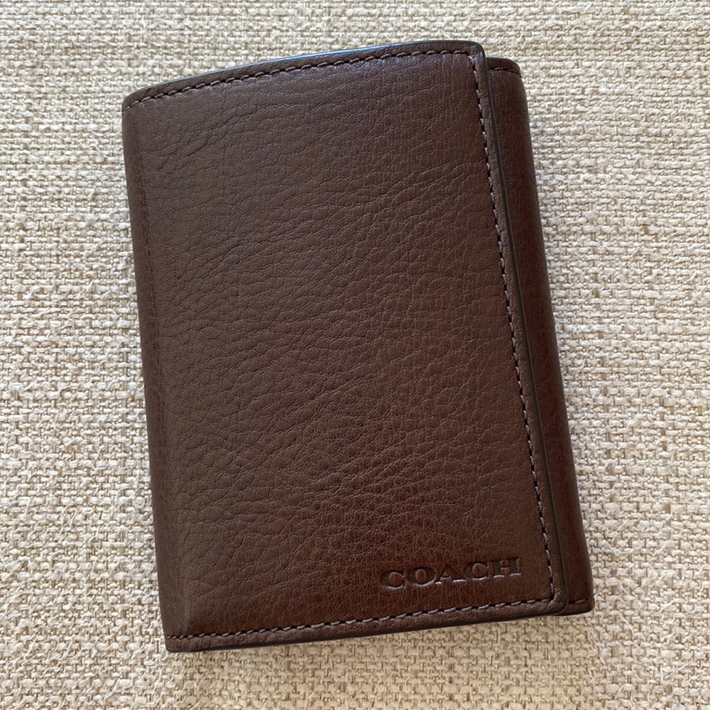 NWT Coach Men Trifold Leather Wallet